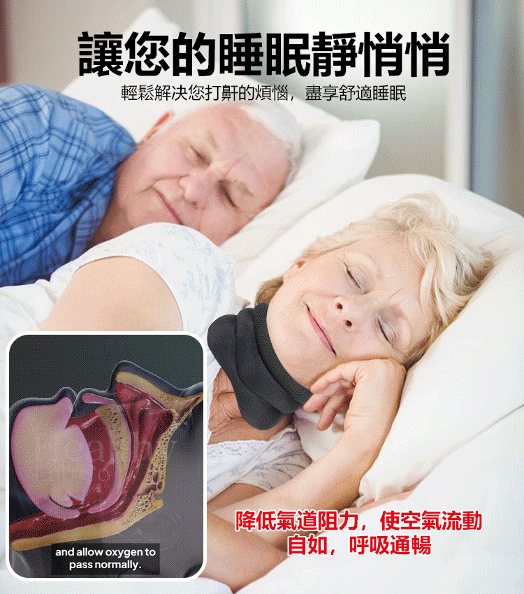 透氣可調節止鼾頸托，物理止鼾，當晚見效。頸部支撐舒適減壓
