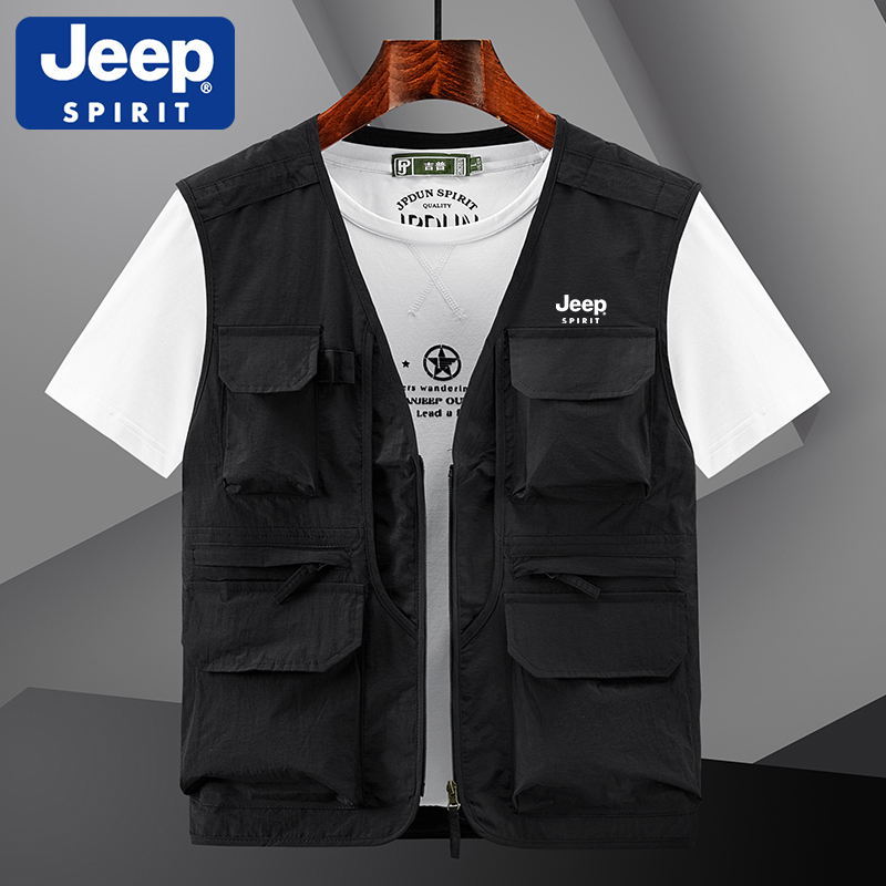 JEEP吉普戶外輕薄攝影多口袋釣魚網眼馬甲【不滿意包退 大家請放心購買】