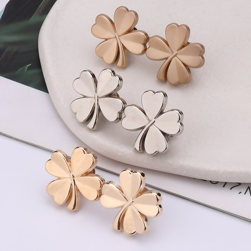 四叶草金属收腰扣 可拆卸免缝免钉收腰鈕扣 小對扣 牛仔裤收腰扣腰的神器 腰圍調節扣 固定扣